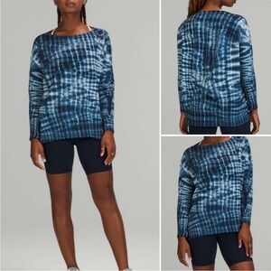 Lululemon Back in Action Blue Tie-Dye Women's Long Sleeve Shirt Top Size 10
